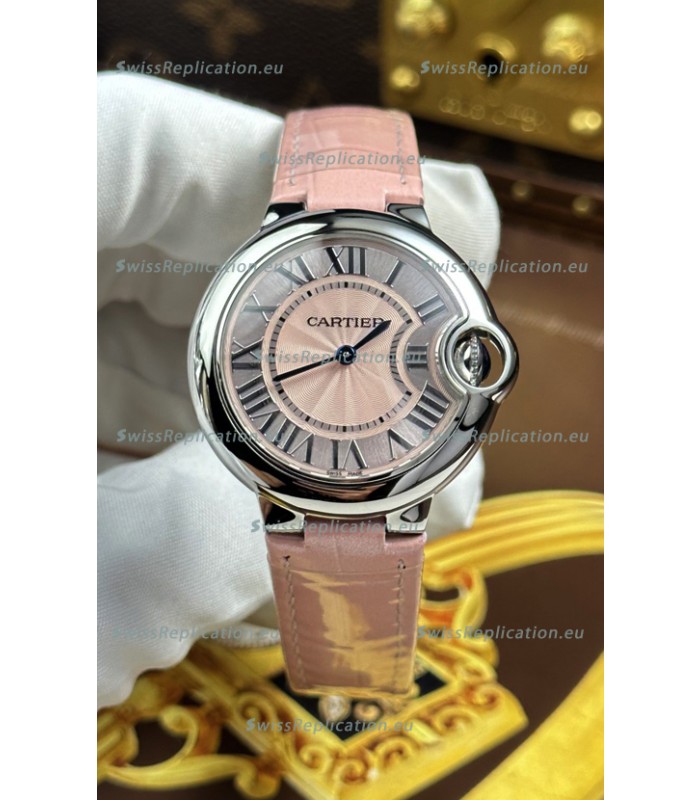 Ballon De Cartier Swiss Quartz 1:1 Mirror Quality 33MM in Pink Dial 