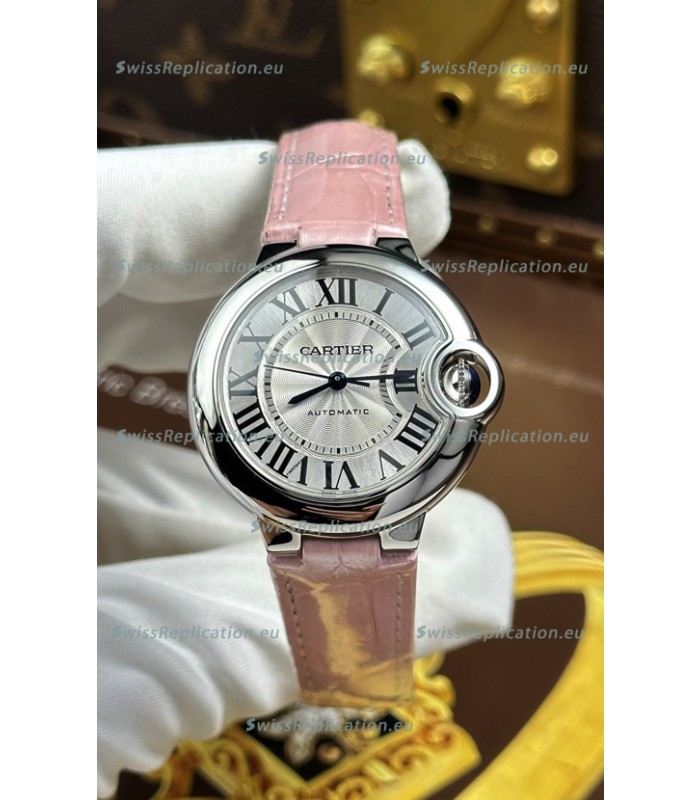 Ballon De Cartier Swiss Automatic 1:1 Mirror Quality 33MM in Pink Strap