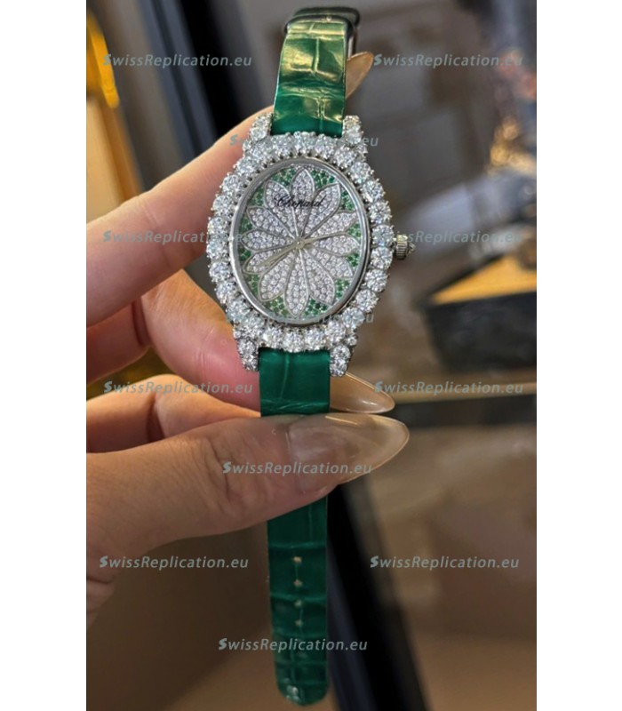 Chopard Super Clone L'Heure du Diamant Mossanites Stainless Steel Watch 34MM