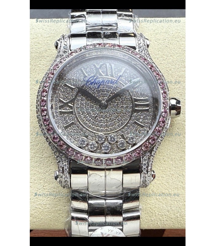 Chopard Happy Sport Super Clone Automatic Watch 36MM in Steel Casing Mossanites Dial