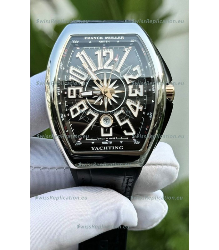 Franck Muller Super Clone Vanguard V45 Yachting Stainless Steel Black Dial Watch