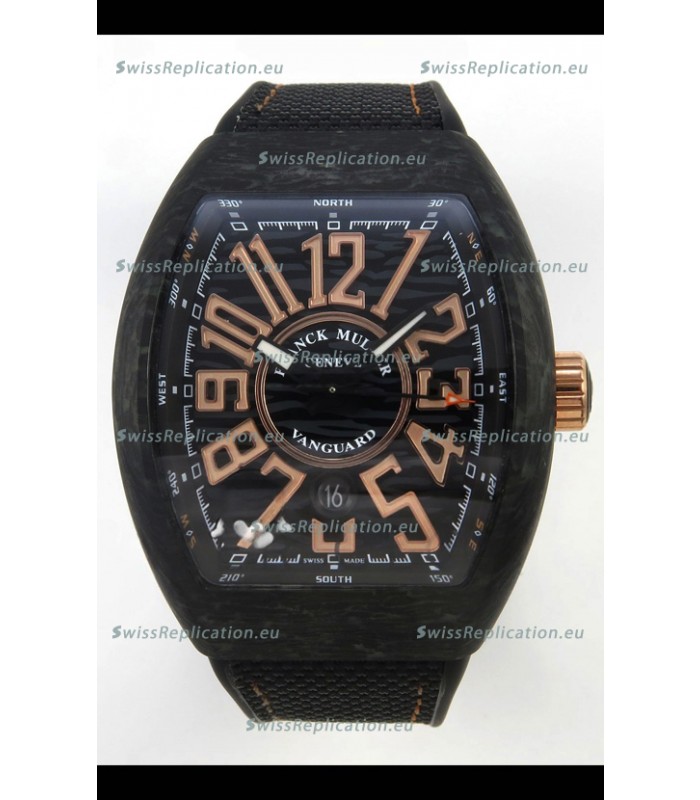 Franck Muller Super Clone Vanguard V45 Racing Carbon Watch in Nylon Strap