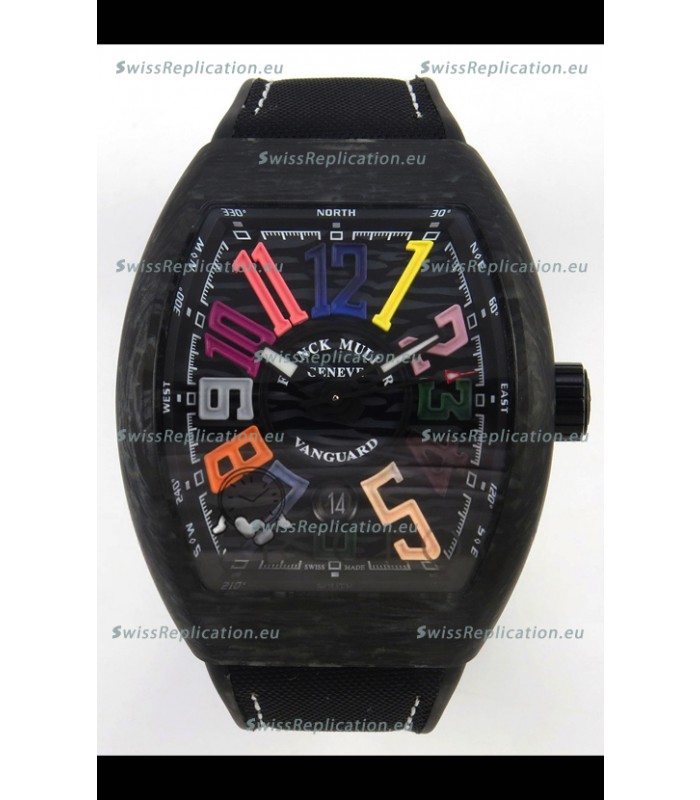 Franck Muller Super Clone Vanguard V45 Racing Carbon Watch in Nylon Strap