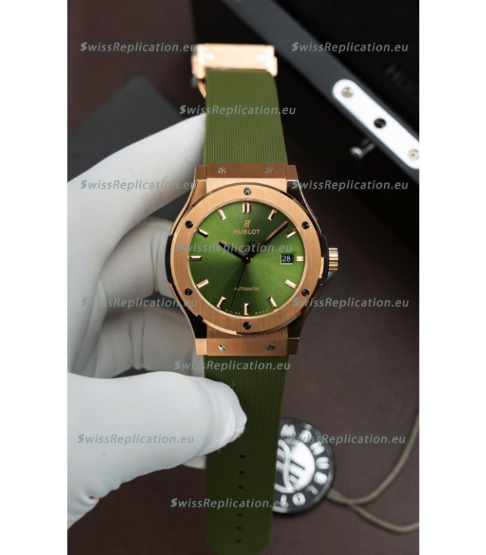 Hublot Super Clone Classic Fusion Titanium Rose Gold Green Dial 42MM Watch