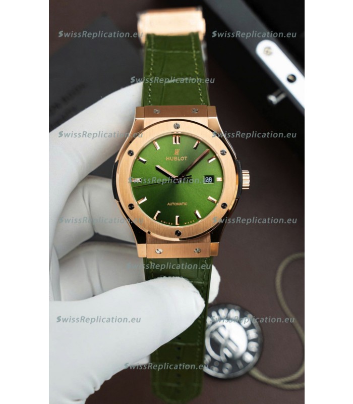 Hublot Super Clone Classic Fusion Titanium Rose Gold Green Dial 42MM Watch