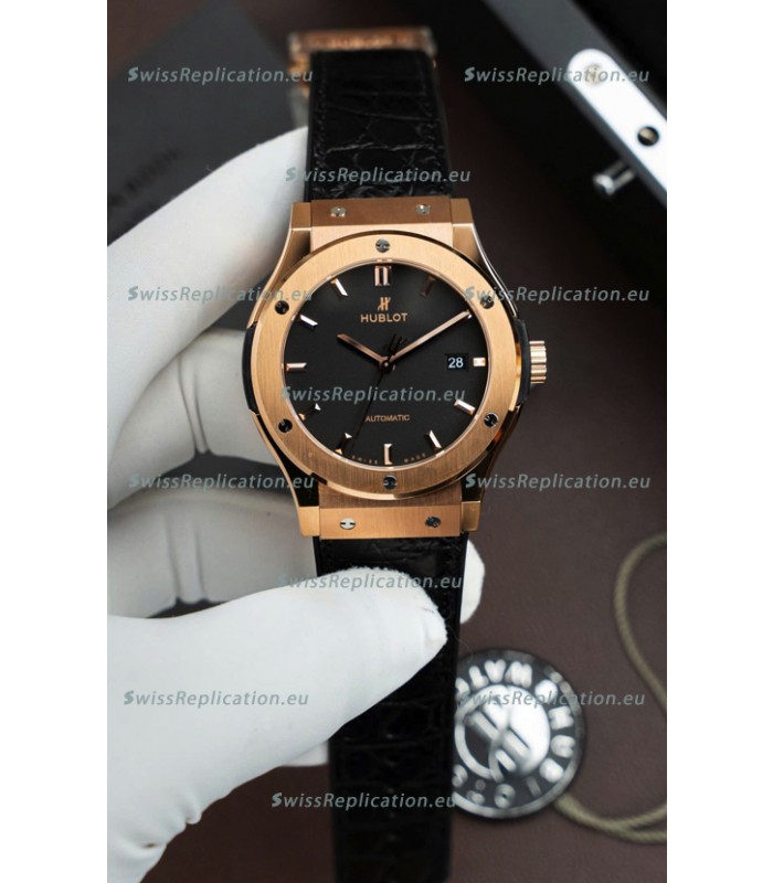 Hublot Super Clone Classic Fusion Titanium Rose Gold Black Dial 42MM Watch