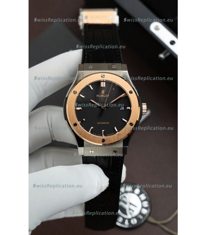 Hublot Super Clone Classic Fusion Titanium Two Tone Rose Gold Black Dial 42MM Watch
