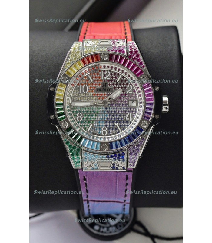 Hublot Big Bang One Click King White Dial Rainbow Diamonds 39MM Watch 
