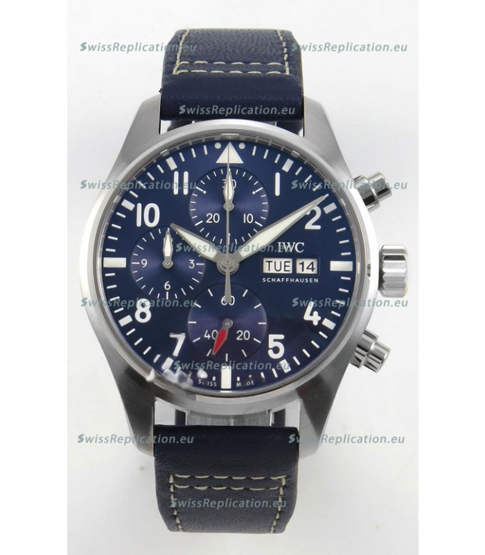 IWC Super Clone Pilot Chronograph Edition Blue Dial Leather Swiss Replica Watch 