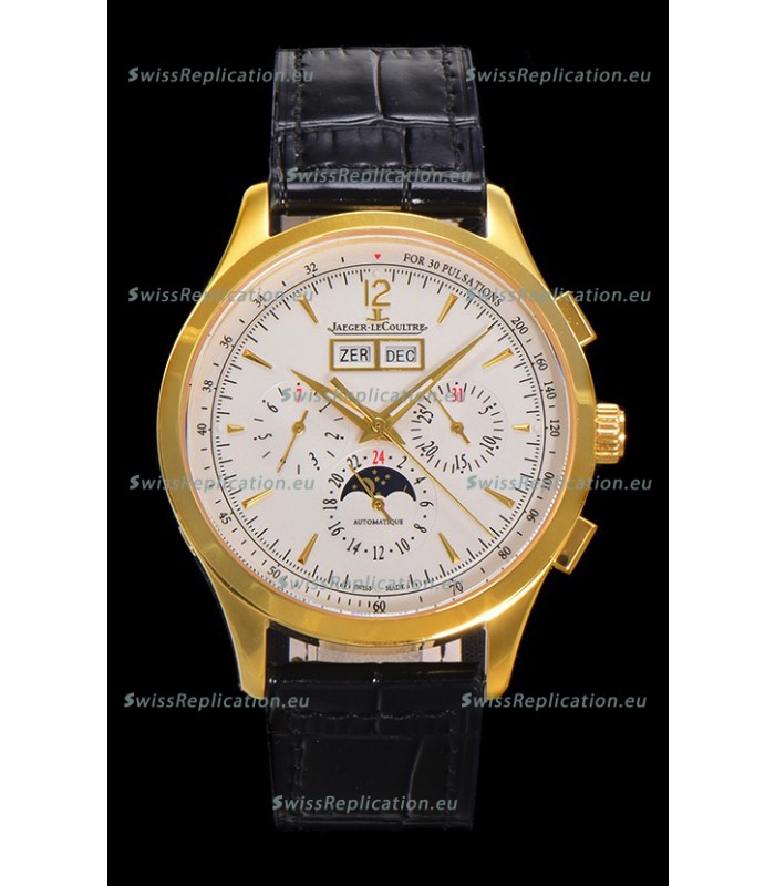 Jaeger LeCoultre Master Control Chronograph Calendar Yellow Gold Swiss Replica Watch 