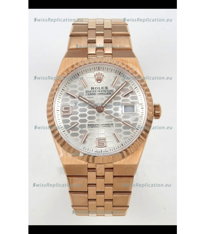Rolex Land-Dweller 127335 Steel Honeycomb Rose Gold 40MM Swiss Replica Watch 