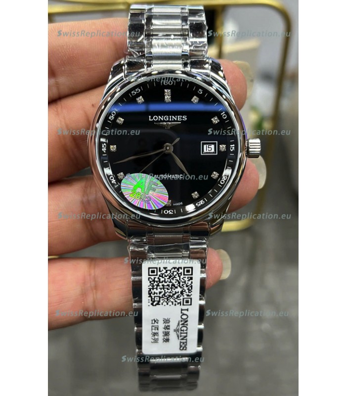 Longines Master Collection Automatic Moonphase Black Dial Swiss Replica Watch Steel Strap