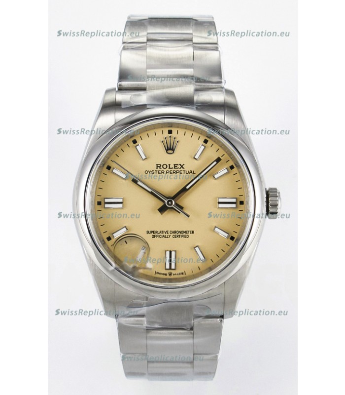 Rolex Oyster Perpetual Super Clone REF#126000 36MM Beige Dial Swiss Replica