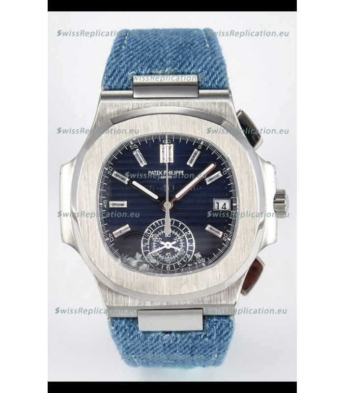 Patek Philippe Nautilus 5980/60G-001 Blue Dial Fabric Strap Crystal Numerals