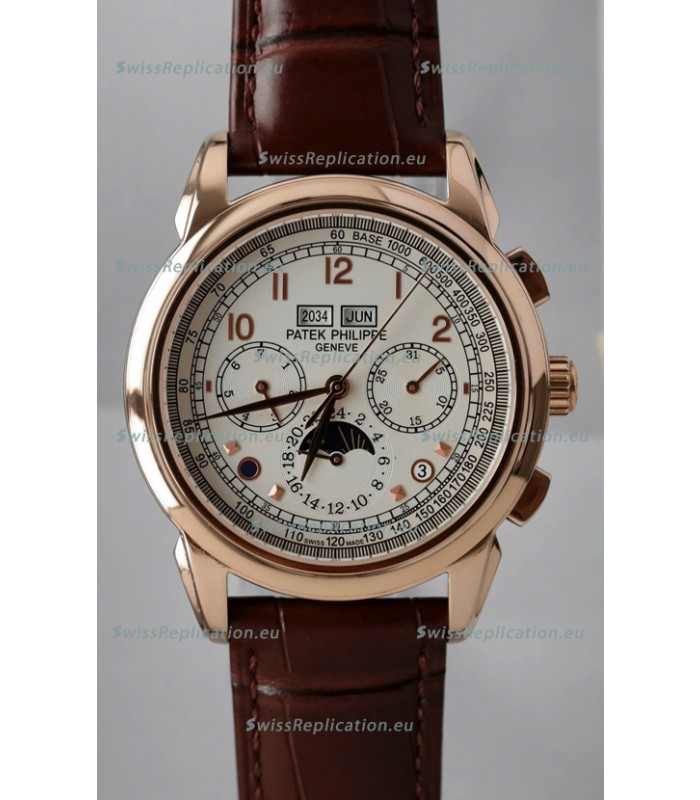 Patek Philippe Grand Complications 5270 Swiss Replica Watch in Rose Gold Casing White Dial