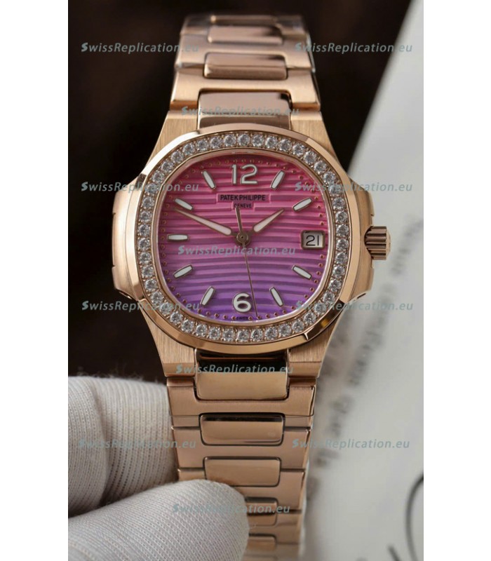 Patek Philippe 7010G Gradient Purple and Pink Dial Swiss Quartz Replica Watch