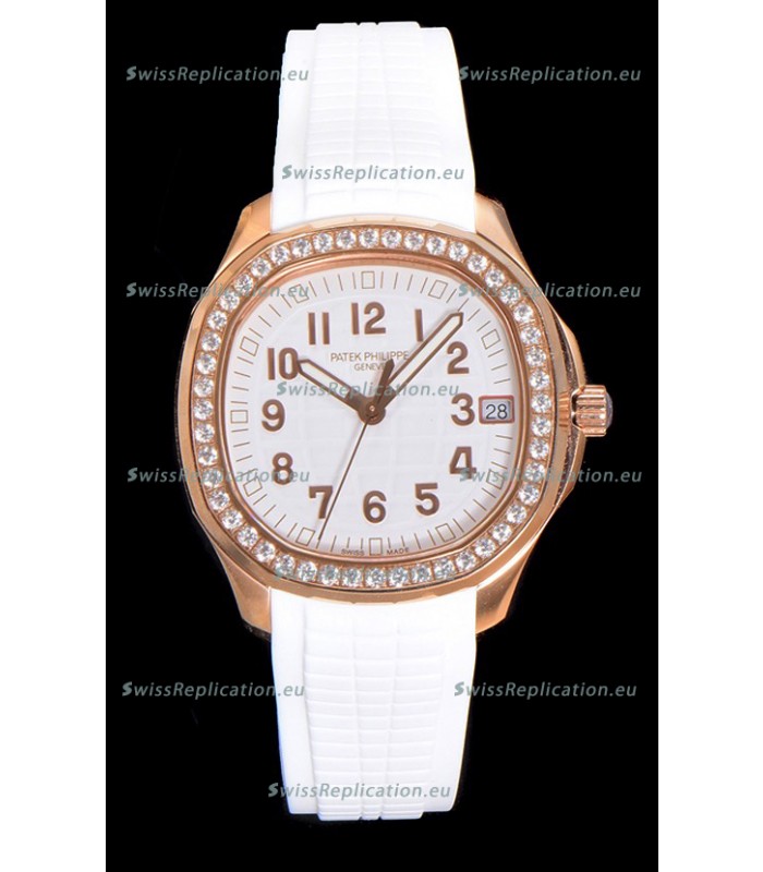 Patek Philippe Super Clone Aquanaut Rose Gold White Dial 38.5MM Watch 