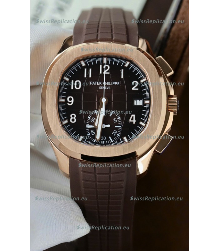 Patek Philippe Aquanaut Super Clone 5968 Chronograph Rose Gold Casing Brown Dial Watch 