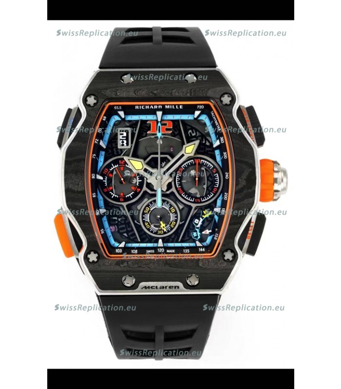 Richard Mille Super Clone RM65-01 Carbon Casing Replica Watch in Black Strap 