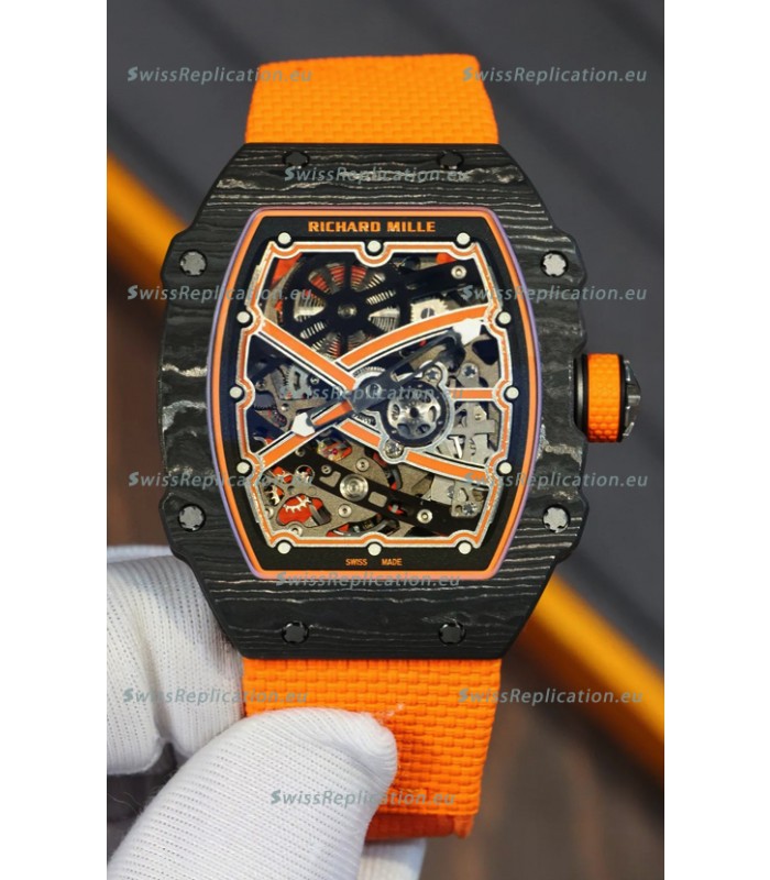 Richard Mille Super Clone RM67-02 Black Carbon TPT 37 Grams Watch Orange Strap