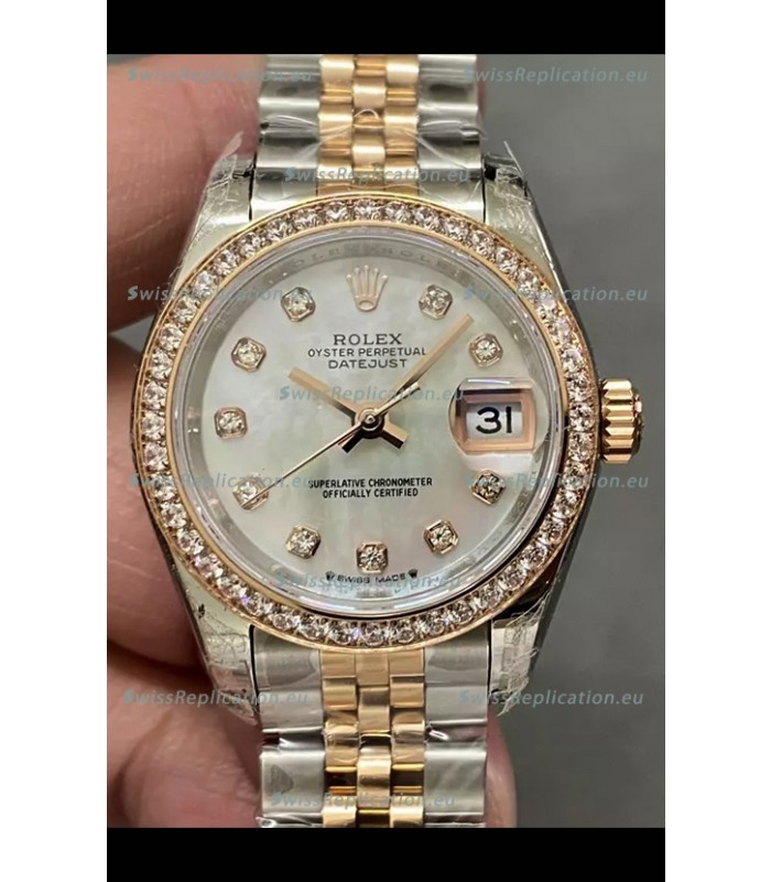 Rolex Datejust Super Clone Mother of Pearl Dial 2 Tone Rose Gold Watch 28MM