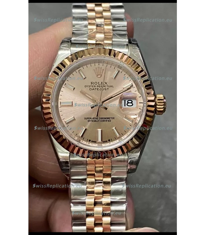Rolex Datejust Super Clone Green Dial 2 Tone Rose Gold - Gold Dial Watch 28MM