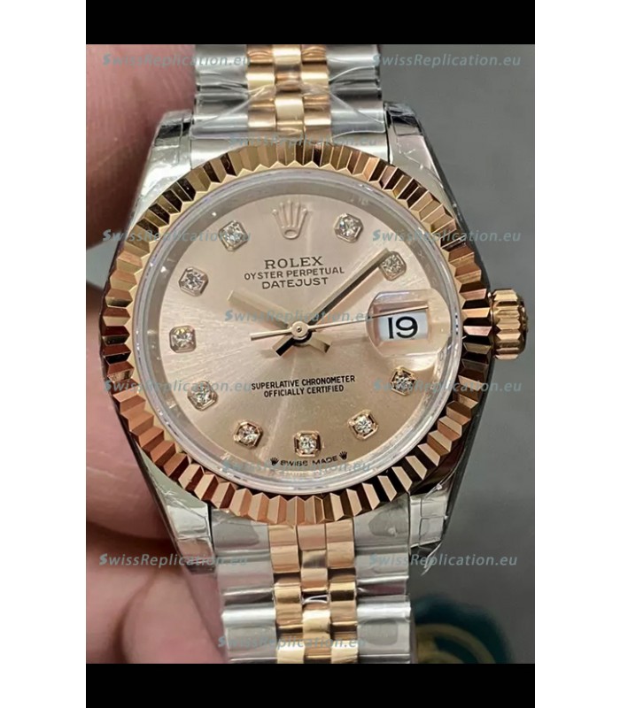 Rolex Datejust Super Clone Green Dial 2 Tone Rose Gold - Gold Dial Watch 28MM