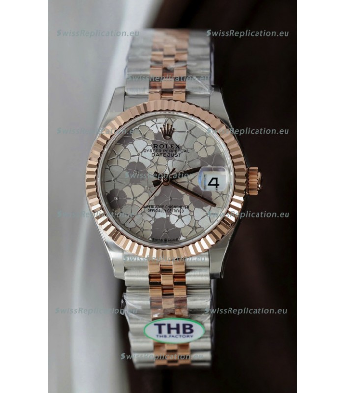 Rolex Datejust Cal.3235 Movement Super Clone Rose Gold 2 Tone 31MM Motif Dial Watch 