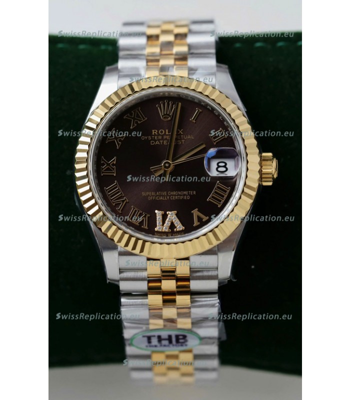 Rolex Datejust Cal.3235 Movement Super Clone Rose Gold 2 Tone 31MM Brown Dial Watch 