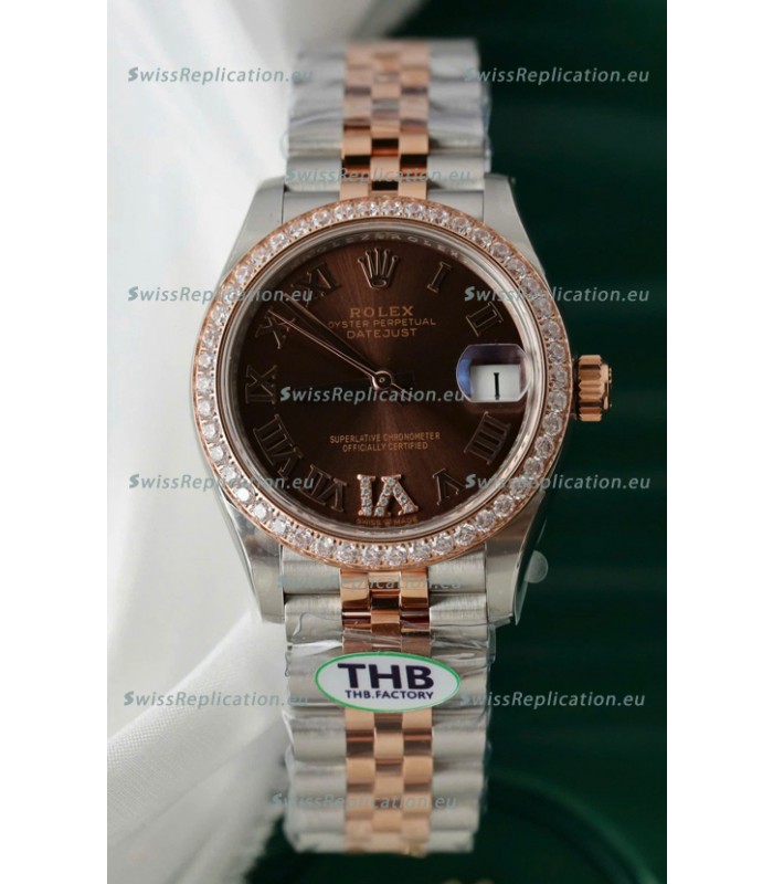 Rolex Datejust Cal.3235 Movement Super Clone Rose Gold 2 Tone 31MM Brown Dial Watch 