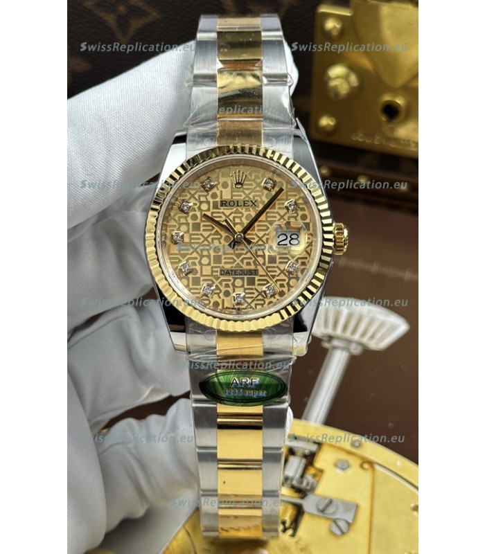 Rolex Datejust Super Clone Cal.3235 Brown Computer Dial 2 Tone Yellow Gold Casing Watch 36MM