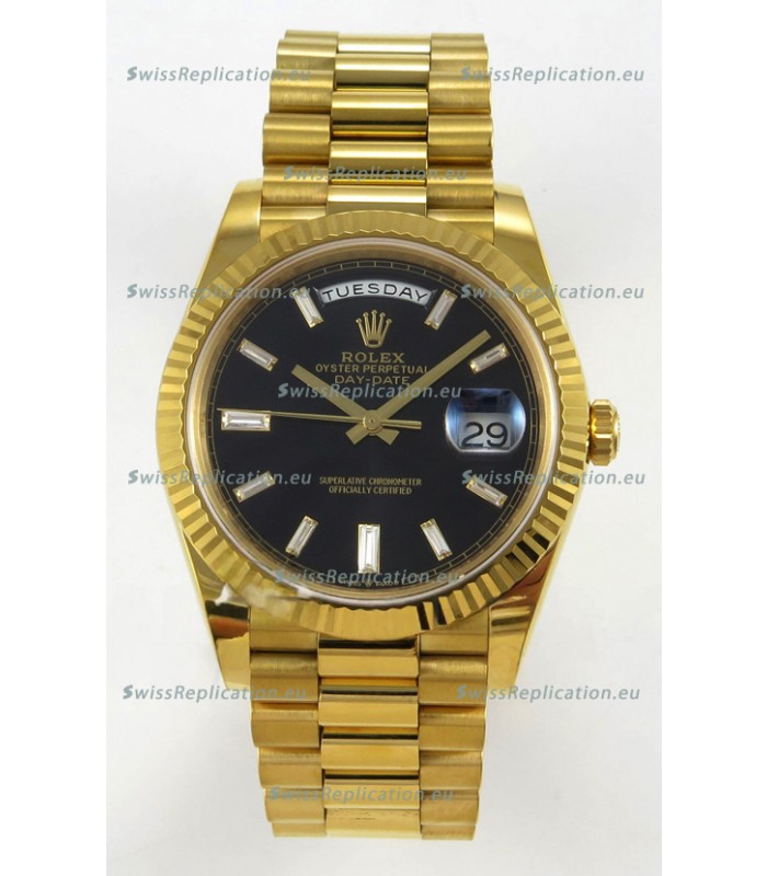 Rolex Day Date Super Clone Black Dial 40MM 220 Grams Swiss Replica watch 