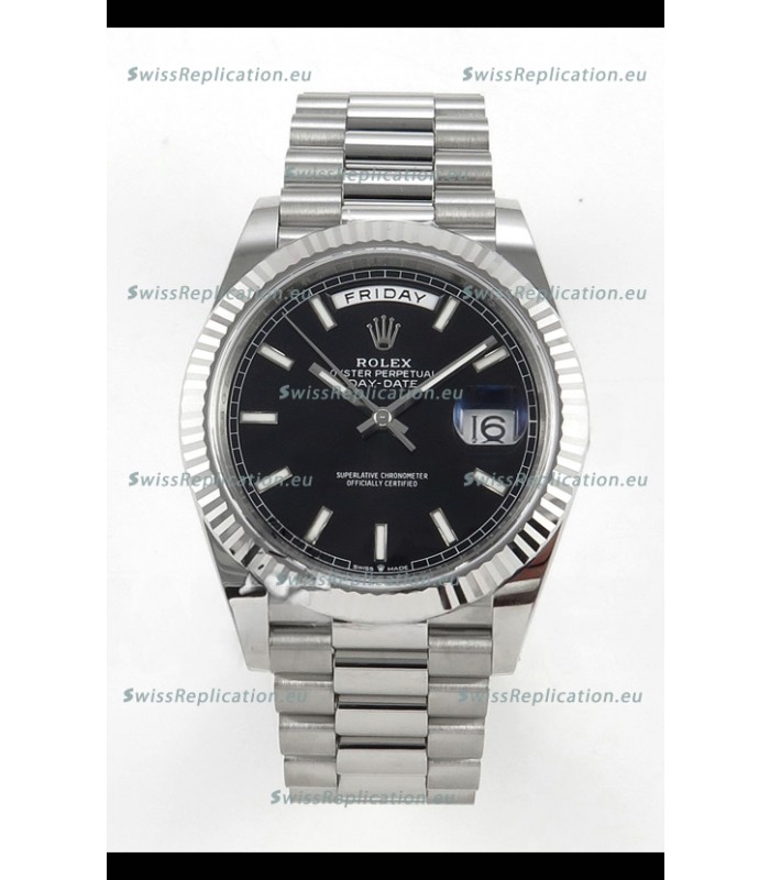 Rolex Day Date Super Clone Black Dial 40MM 210 Grams Swiss Replica watch 