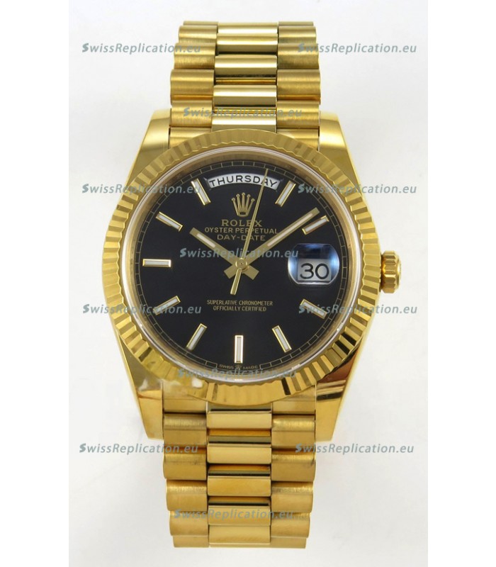 Rolex Day Date Super Clone Black Dial 40MM 220 Grams Swiss Replica watch 