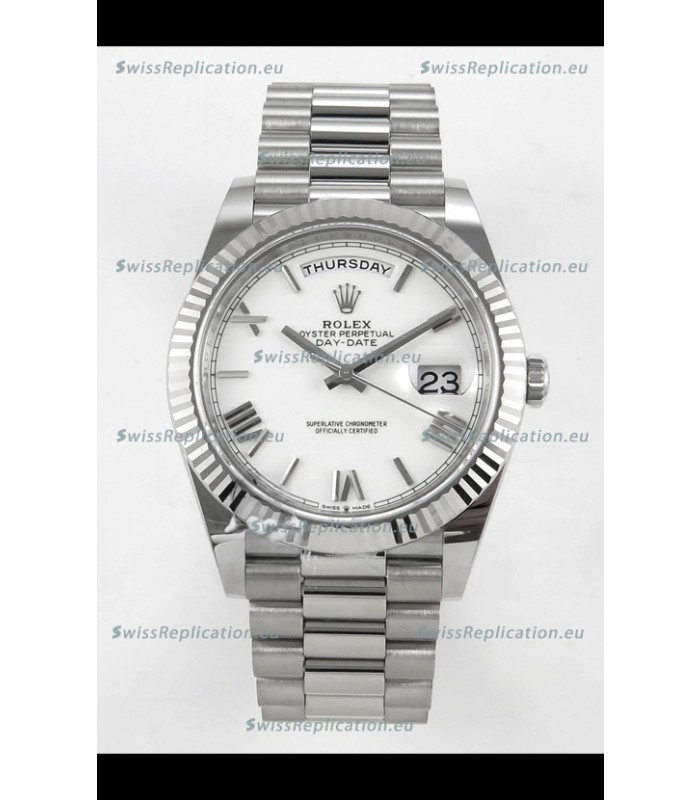 Rolex Day Date Super Clone White Dial 40MM 220 Grams Swiss Replica watch 