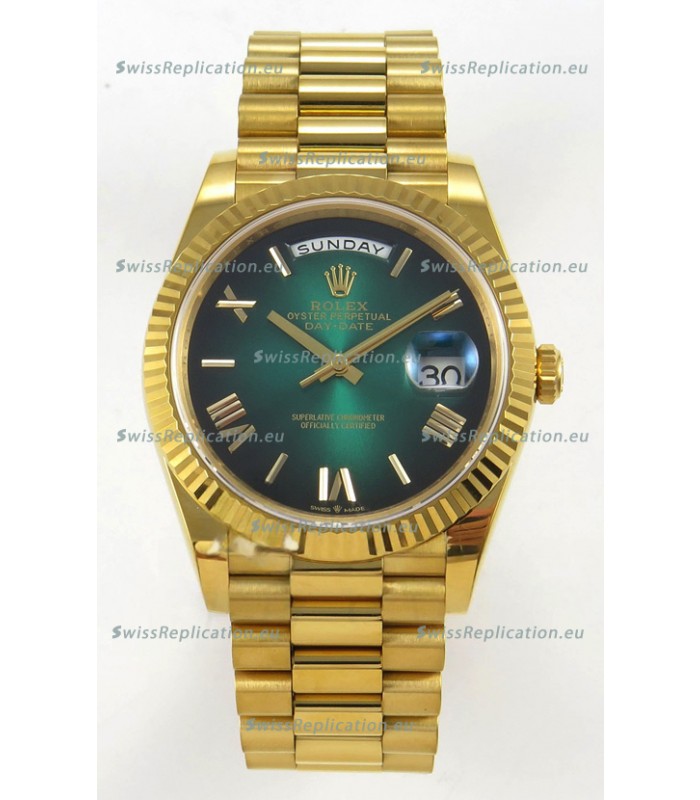 Rolex Day Date Super Clone Ombre Green Dial 40MM 220 Grams Swiss Replica watch 