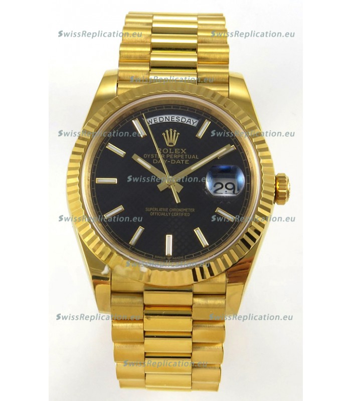 Rolex Day Date Super Clone Black Honey-Comb Dial 40MM 220 Grams Swiss Replica watch 