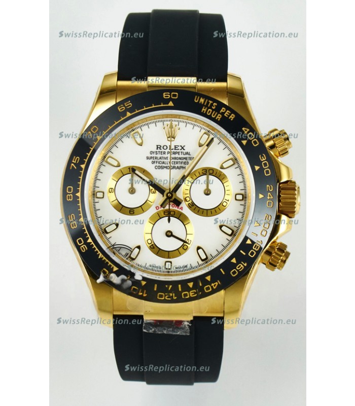 Rolex Daytona Super Clone 116518 Yellow Gold White Dial Original Cal.4130 Movement