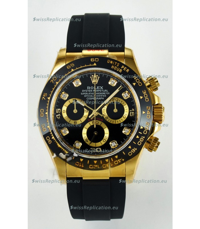 Rolex Daytona Super Clone 116518 Yellow Gold Black Dial Original Cal.4130 Movement