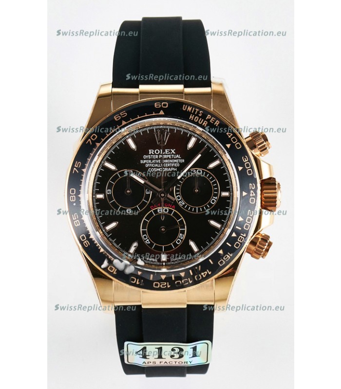 Rolex Daytona Super Clone 126515 Rose Gold Black Dial Original Cal.4131 Movement