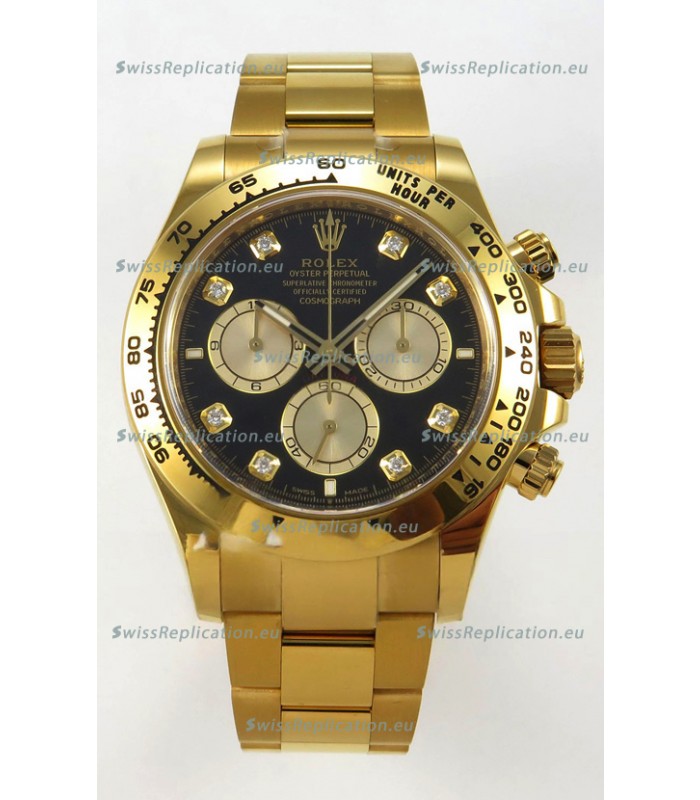Rolex Daytona Super Clone 116508 Yellow Gold - Black Dial Original Cal.4131 Movement