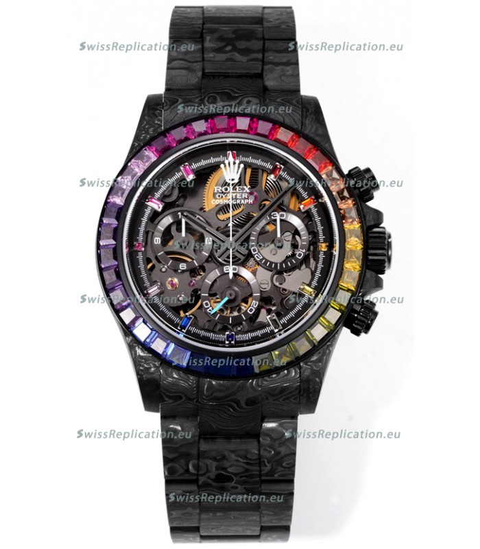 Rolex Daytona Blaken Black Carbon 1:1 Swiss Mirror Replica Skeleton Dial Cal.4130 Movement