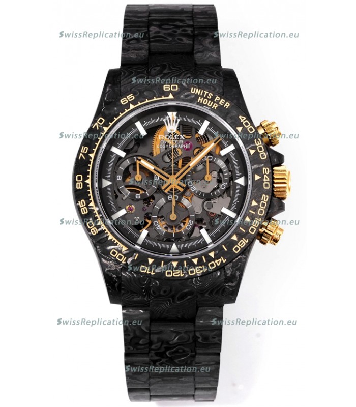 Rolex Daytona Blaken Black Carbon 1:1 Swiss Mirror Replica Skeleton Dial Cal.4130 Movement