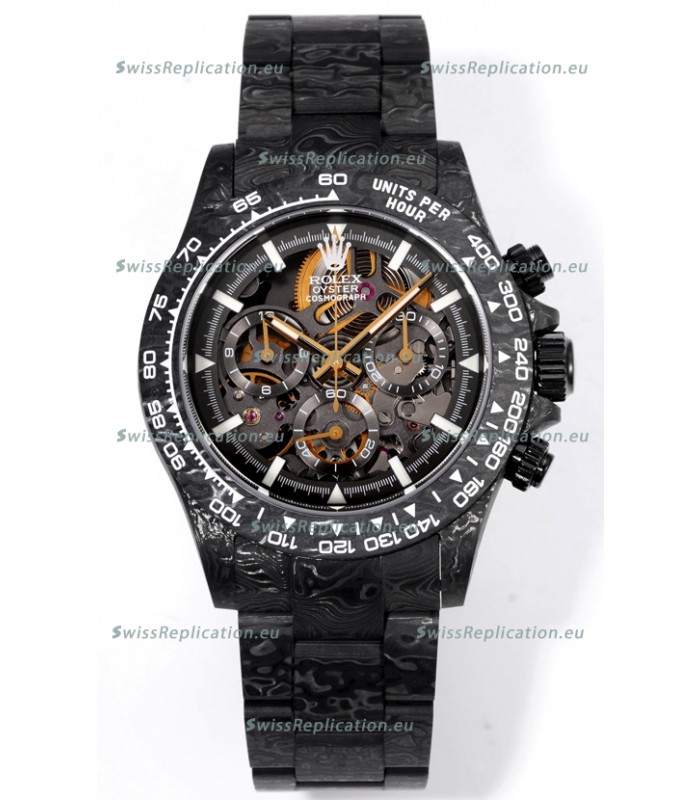 Rolex Daytona Blaken Black Carbon 1:1 Swiss Mirror Replica Skeleton Dial Cal.4130 Movement