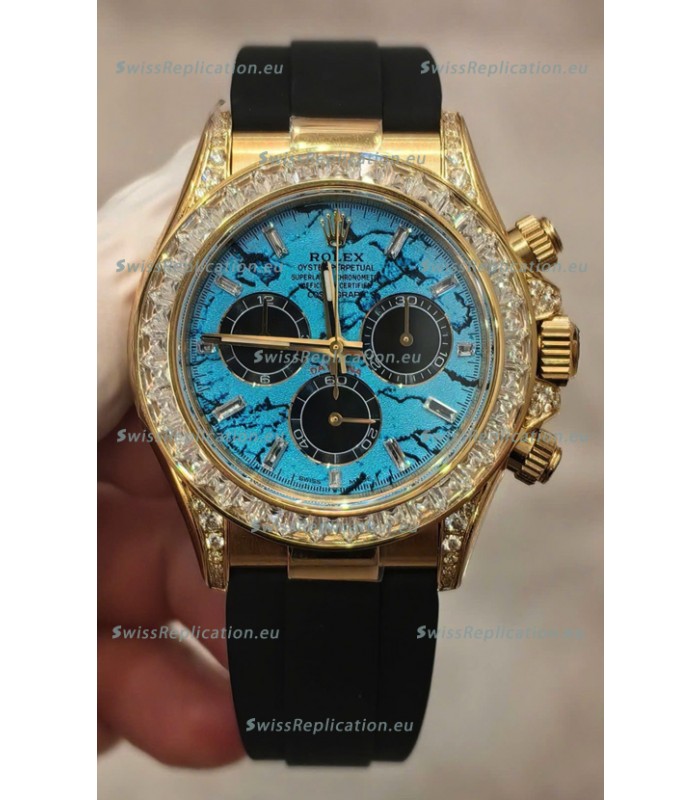 Rolex Daytona Super Clone 126518LN Yellow Gold Turquoise Dial Original Cal.4131 Movement