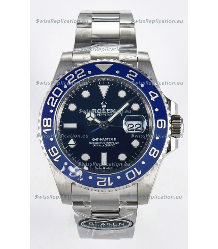Rolex GMT Masters II Super Clone 126716 "Blaken" 904L Steel Blue Dial Watch 