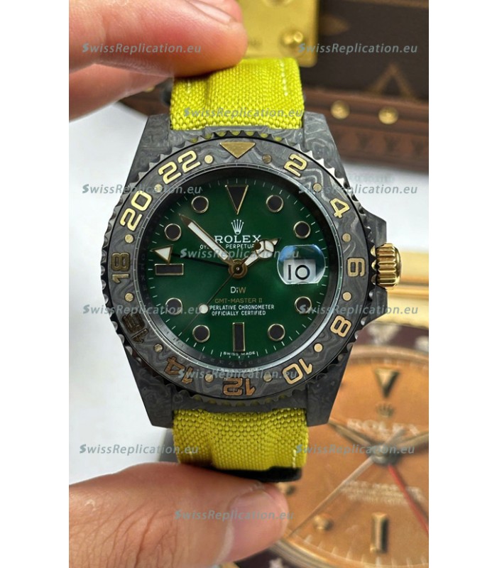 Rolex GMT Masters DiW Desert Carbon Casing Swiss Replica Watch Green Dial 
