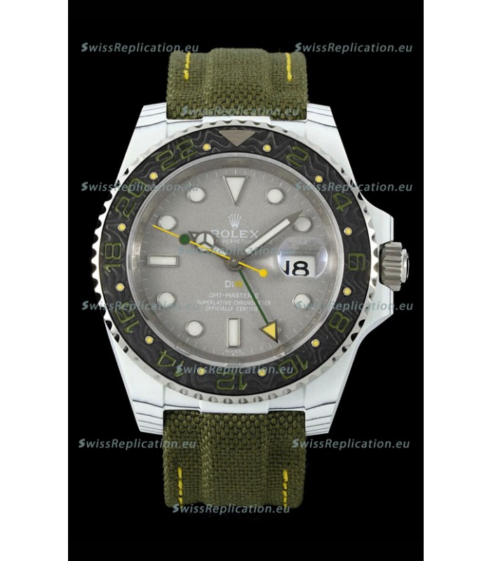 Rolex GMT Masters DiW White Carbon Casing Swiss Replica Watch Verdant Gray Dial 
