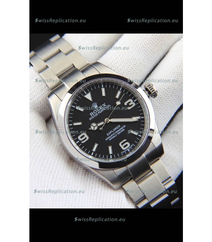 Rolex Explorer I Japanese Movement Replica Watch in Stainless Steel Black Dial 39MM