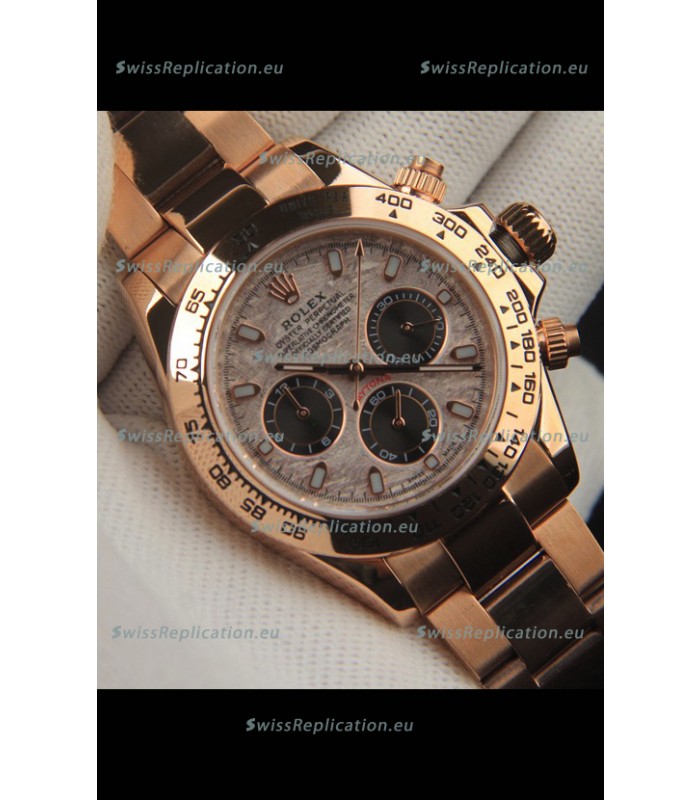 Rolex Daytona Japanese Movement Gold Casing Replica Watch in Meteorite Pattern Dial 